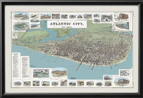 Atlantic City Nj 1900 Color Vintage City Maps Restored Maps
