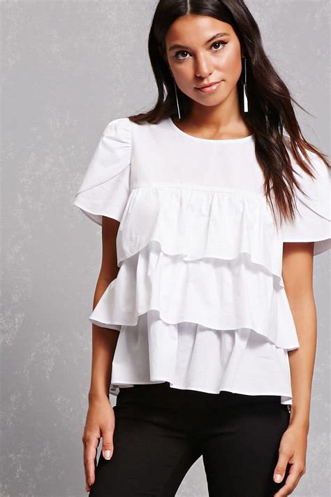 Tiered Ruffle Top Forever21 Women Shirts Blouse Fashion Shirt Blouses