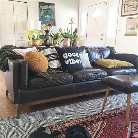 Worthington Oxford Black Sofa Black Leather Couch Living Room Black