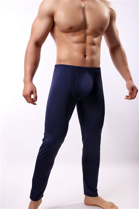 Men S Smooth Bulge Pouch Long Johns Tight Fit Pants Basic Underpants