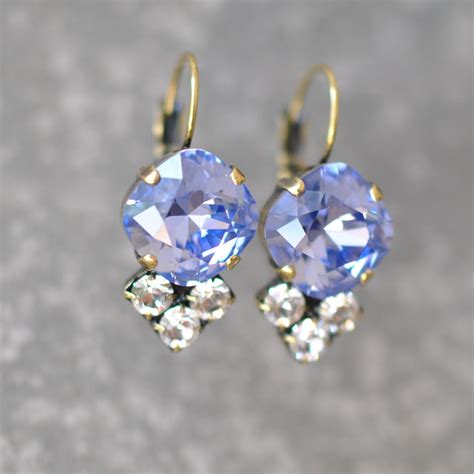 French Lavender Diamond Earrings Swarovski Crystal Purple Etsy