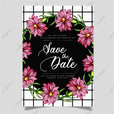 Beautiful Pink Watercolor Floral Wedding Invitation Wreath Template