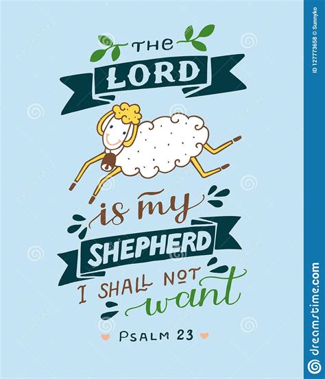 Hand Lettering And Bible Verse The Lord Is My Shepherd With Sheep