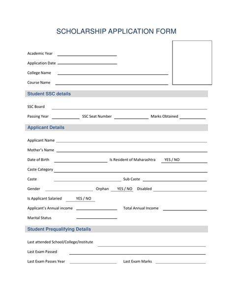 Scholarship Application Form Download Printable Pdf Templateroller