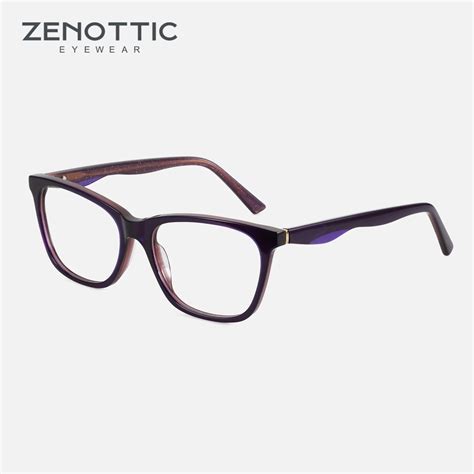 zenottic women fashion dark purple acetate optical glasses frame square non prescription eyewear