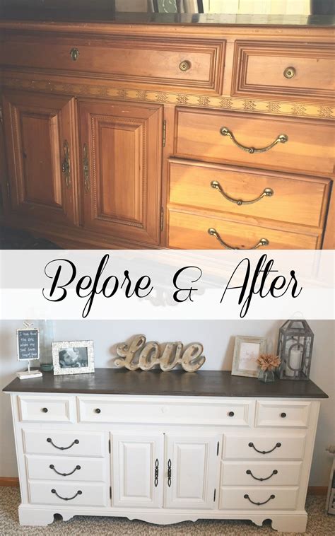 Before And After Refurbished Dresser With Homemade Chalk Finish Paint