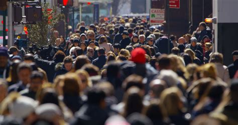 Crowd Of People Walking Street In New York City Slow Motion Stock