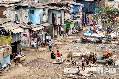 India Asian Mumbai Dharavi Shahu Nagar Slum Shanties High
