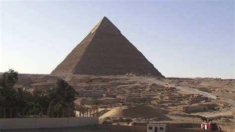 Pan from the Pyramid of Khafre to the Pyramid of Khufu, The Great Pyramid of Giza on the ...