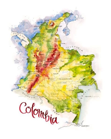 Infoplease is the world's largest free reference site. Colombia Map Watercolor Illustration Bogata The Andes South America Colorful Watercolor Wall Art ...
