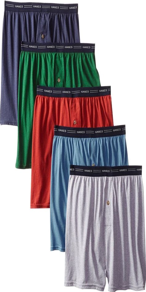 Hanes Mens 5pack 100 Cotton Knit Boxer Shorts Boxers