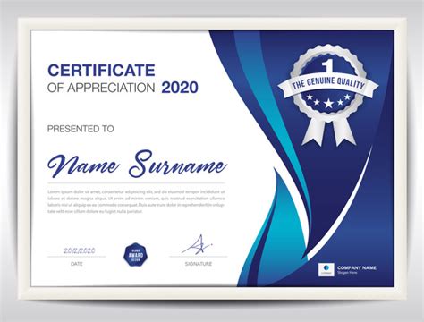 Certificate Template With Blue Abstract Background Vector 02 Free Download