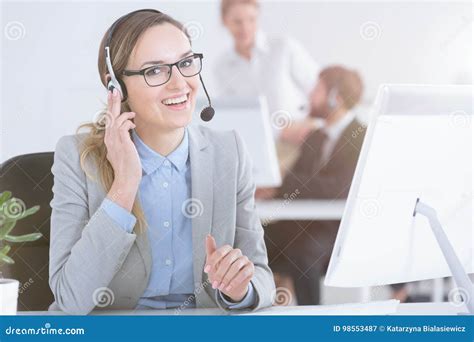 Call Center Worker Listening To Customers Stock Image Image Of