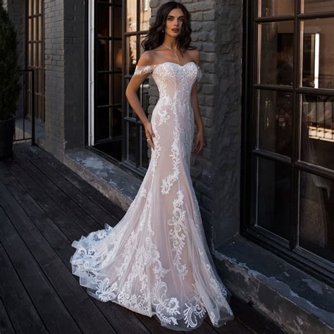 Delicate and daring, lace mermaid wedding dresses are the perfect option for your big day. ADLN Sexy Mermaid Wedding Dress Off the Shoulder ...