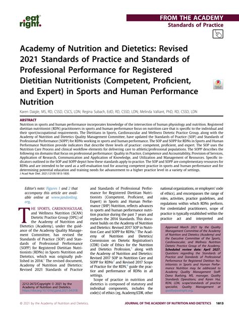 Pdf Academy Of Nutrition And Dietetics Revised 2021 Standards Of