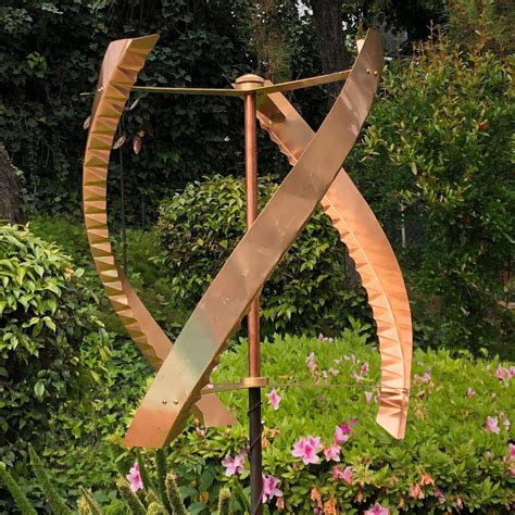For Sale Is A Kinetic Copper Wind Sculpture With Three Blades Standing