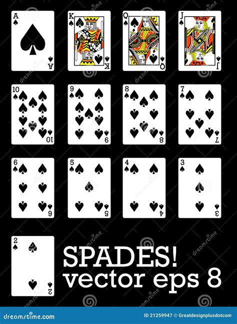 All Of The Spades Playing Cards Stock Vector Illustration Of Flush