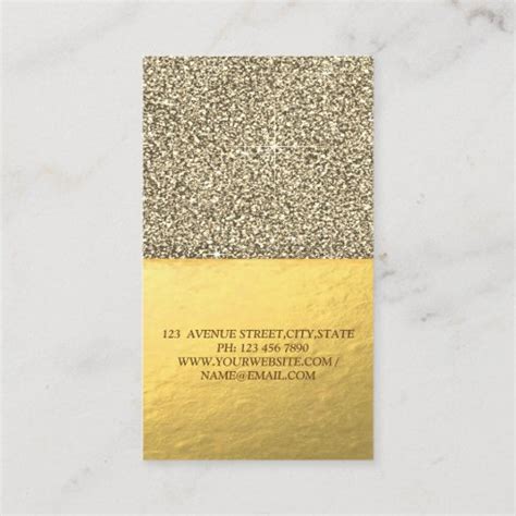 Elegant Modern Shiny Monogram Gold Glitter Business Card Zazzle