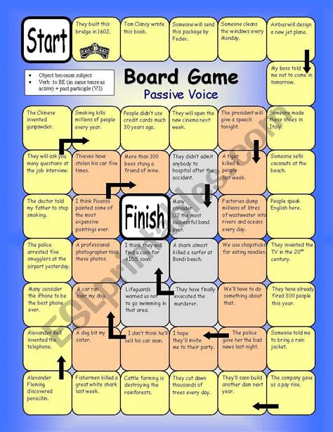 Board Game Passive Voice ESL Worksheet By PhilipR