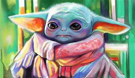 Baby Yoda Mandalorian Painting By Savi Singh Fine Art America