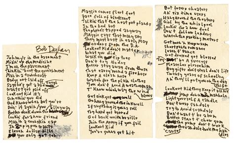 Lot Detail Bob Dylan Handwritten And Signed Subterranean Homesick
