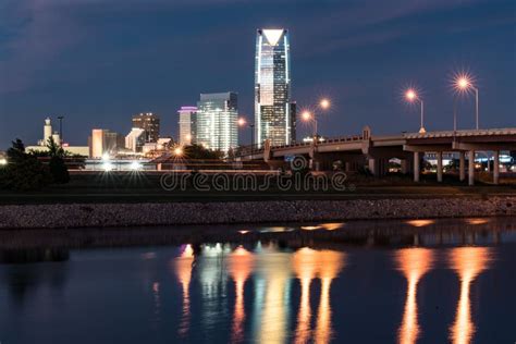 Oklahoma City Skyline At Night Editorial Image Image Of Building