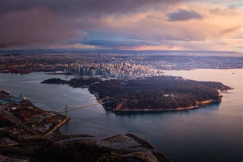 Vancouver Skyline Aerial Sunset Toby Harriman