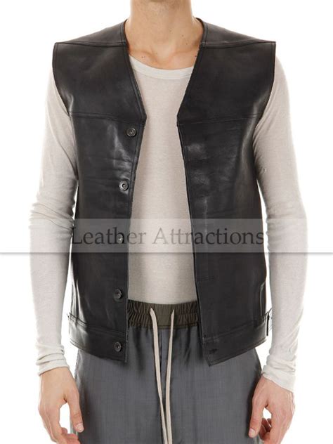 Mens Classic Lamb Leather Motorcycle Vest