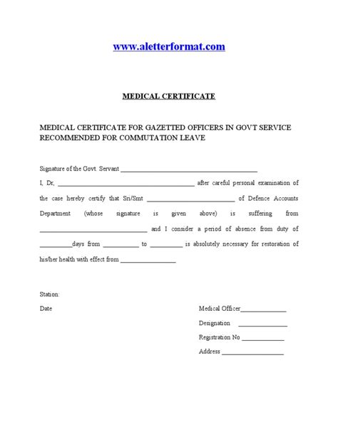 Medical Certificate Pdf