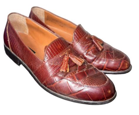 STACY ADAMS Shoes Real Snakeskin And Leather Tassel Loafers Santana Mens M EBay