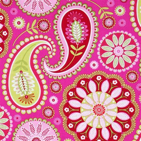 Pink Michael Miller Fabric Gypsy Paisley Big Flowers Flower Fabric