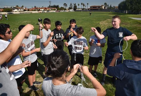 Sycamore Jr High Students Work Out With Anaheim Fire And Rescue Cadets