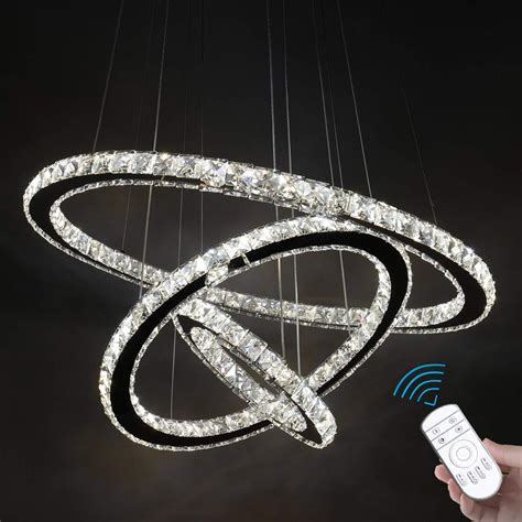Dimmable 3 Rings LED Crystal Chandeliers for Living Room - SEFINN FOUR ...