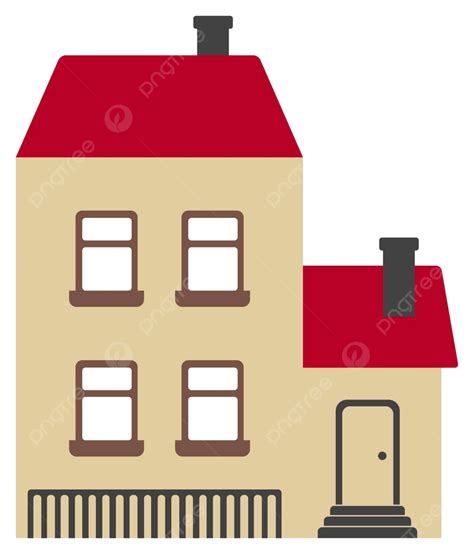 Illustration Of A Flatdesigned Cartoon House Front View Vector Windows