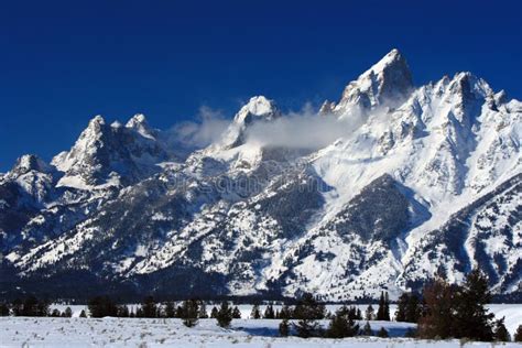 Grand Teton Peaks In The Bridger Teton National Forest In Wyoming Stock