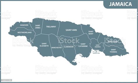 Vetores De O Mapa Detalhado Da Jamaica Com Regiões Ou Estados Divisão
