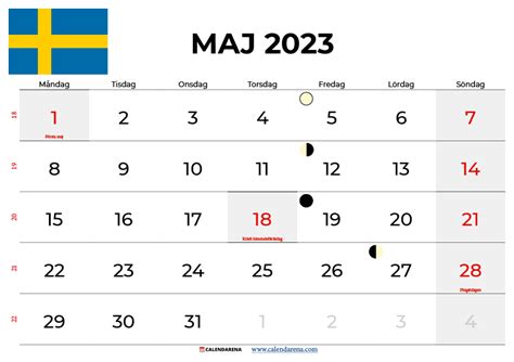 Kalender 2023 Maj Sverige Med Veckonummer