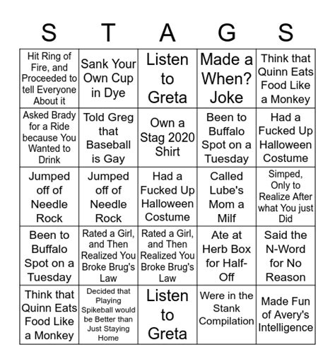 Stag Bingo Card