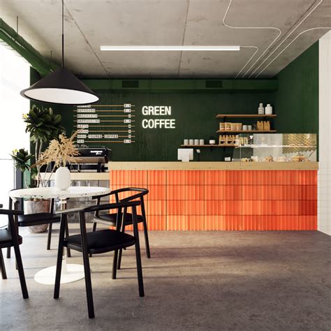 Green Coffee Coffee Shop On Behance Coffee Shop Tables Rustic