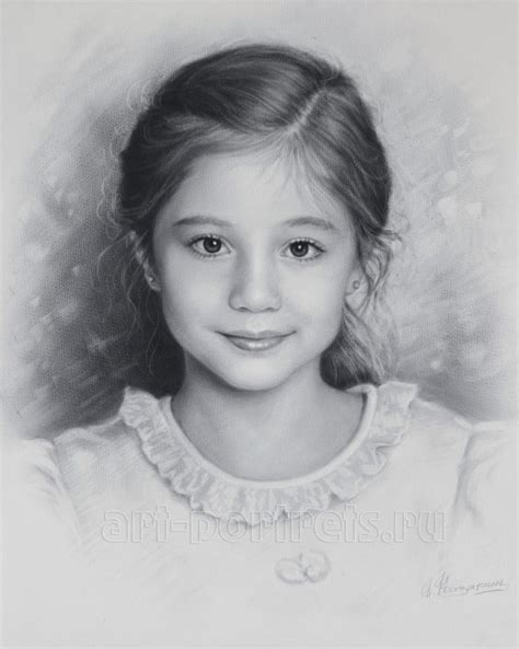 Child Portrait Little Girl By Dry Brush By Drawing Portraits On