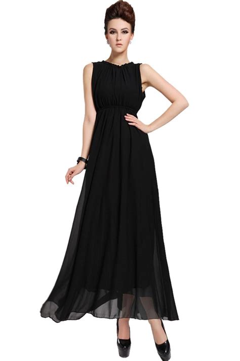 Solid Color Sleeveless Chiffon Maxi Dress Black Maxi Dresses Zaful