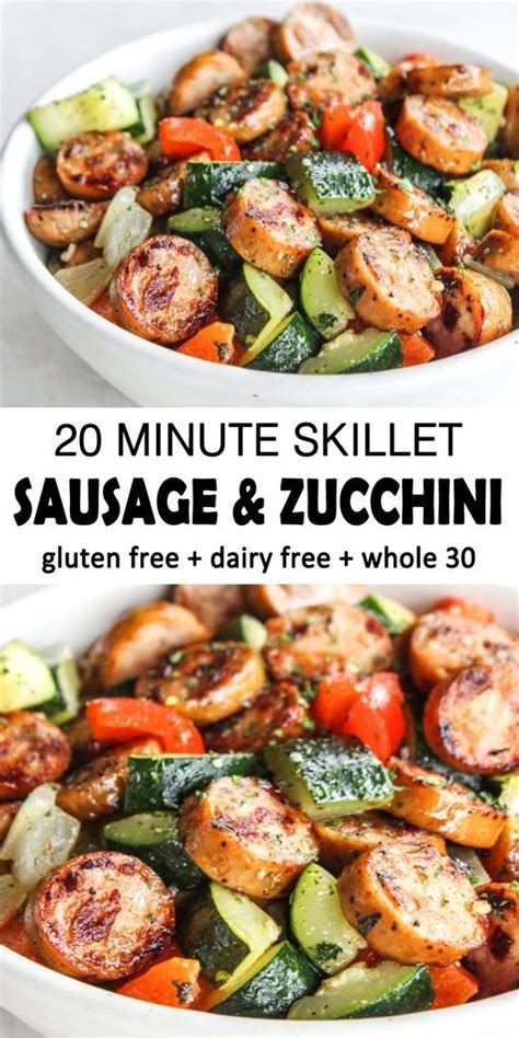 I made this for dinner tonight. Skillet Sausage and Zucchini - 20 minute ...