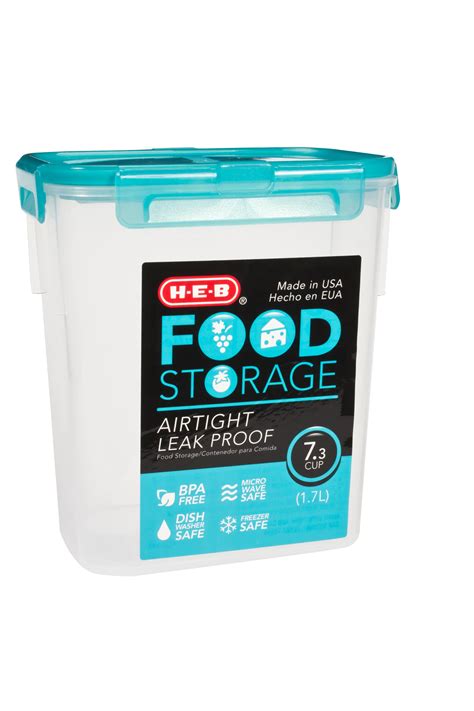 H-E-B 7.3 Cup Airtight Leak Proof Food Storage Container with Turquoise