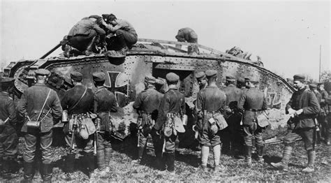 Wwi German Soldiers With A Captured British Tank C 1916 1918