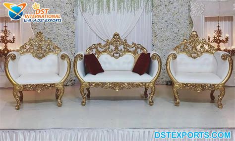 Luxury White Gold Maharaja Sofa Set Dst International