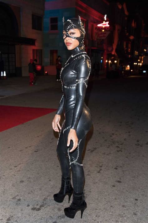 Meagan Good Wears A Latex Catwoman Costume For Chris Brown Album Release Party At Universal