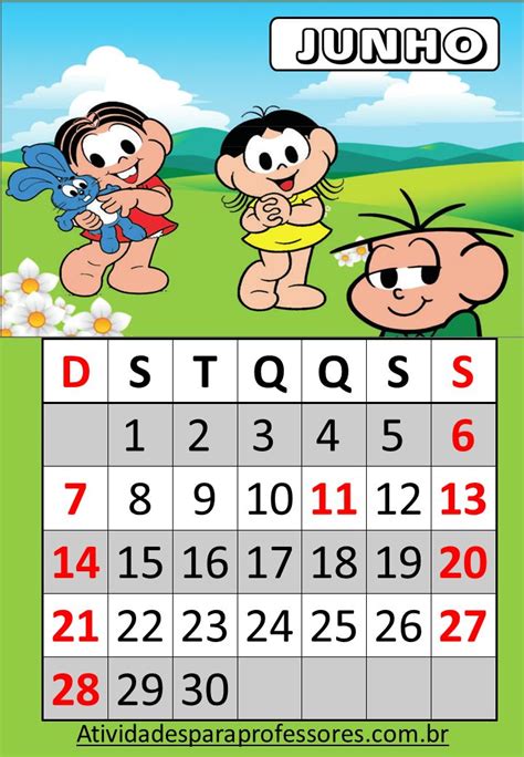 Calendário Da Turma Da Mônica 2021 Calendários Infantis Atividades