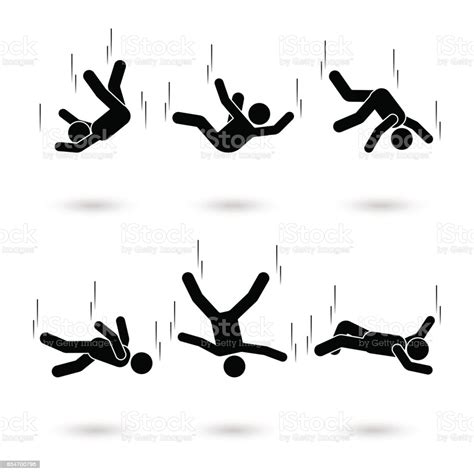 Falling Man Stick Figure Pictogram Different Positions Of