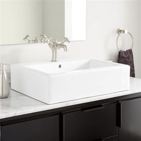 Are bathroom sinks standard sizes/dimensions? Guerrero Rectangular Porcelain Vessel Sink - Bathroom ...
