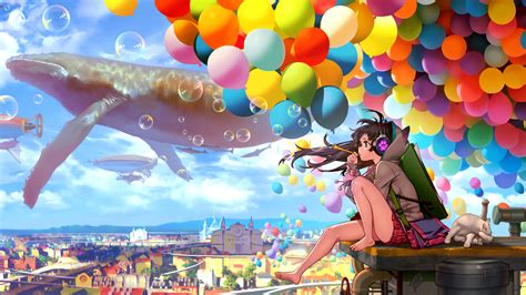 2560x1440 colorful city anime girl blowing bubbles 1440p resolution hd 4k wallpapers images